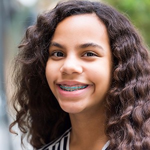 Girl with Braces Smiling